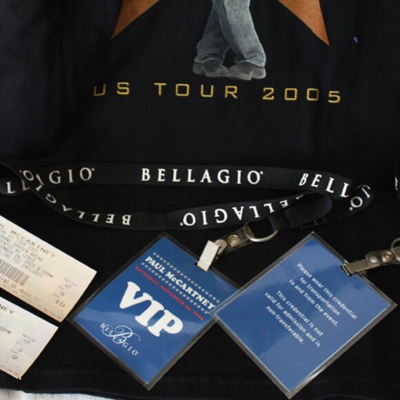 Vtg 2005 US Tour Blk Paul McCartney XL T-shirt, 2 Tickets + 2 Bell Agio VIP Pass - Picture 3 of 7